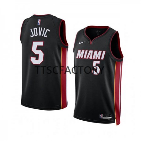 Maillot Basket Miami Heat Nikola Jovic 5 Nike 2022-23 Icon Edition Noir Swingman - Homme